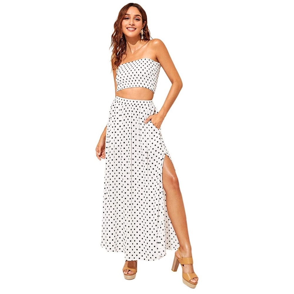 Floerns Two Piece Tube Top Maxi Dress